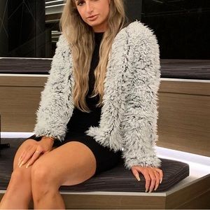 Grey/Black Shaggy Jacket Size Medium